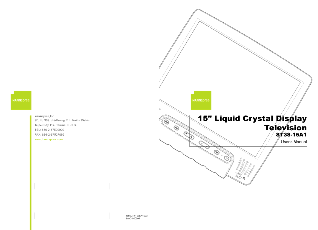 HANNspree ST38-15A1 user manual Liquid Crystal Display 