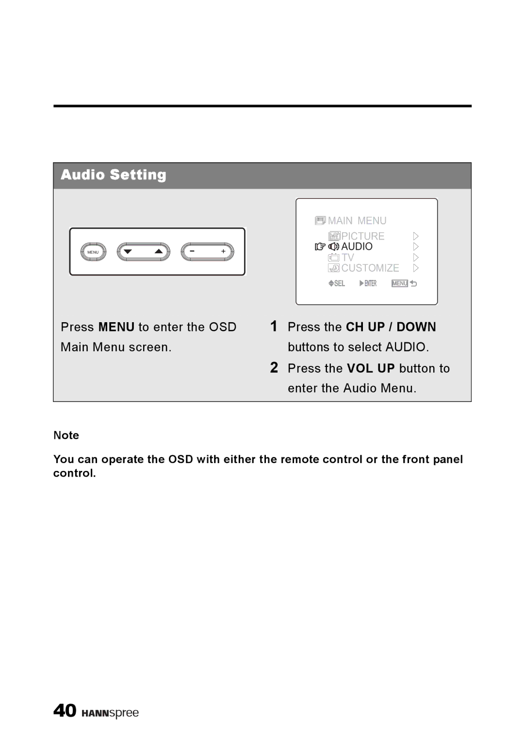 HANNspree ST38-15A1 user manual Audio Setting 