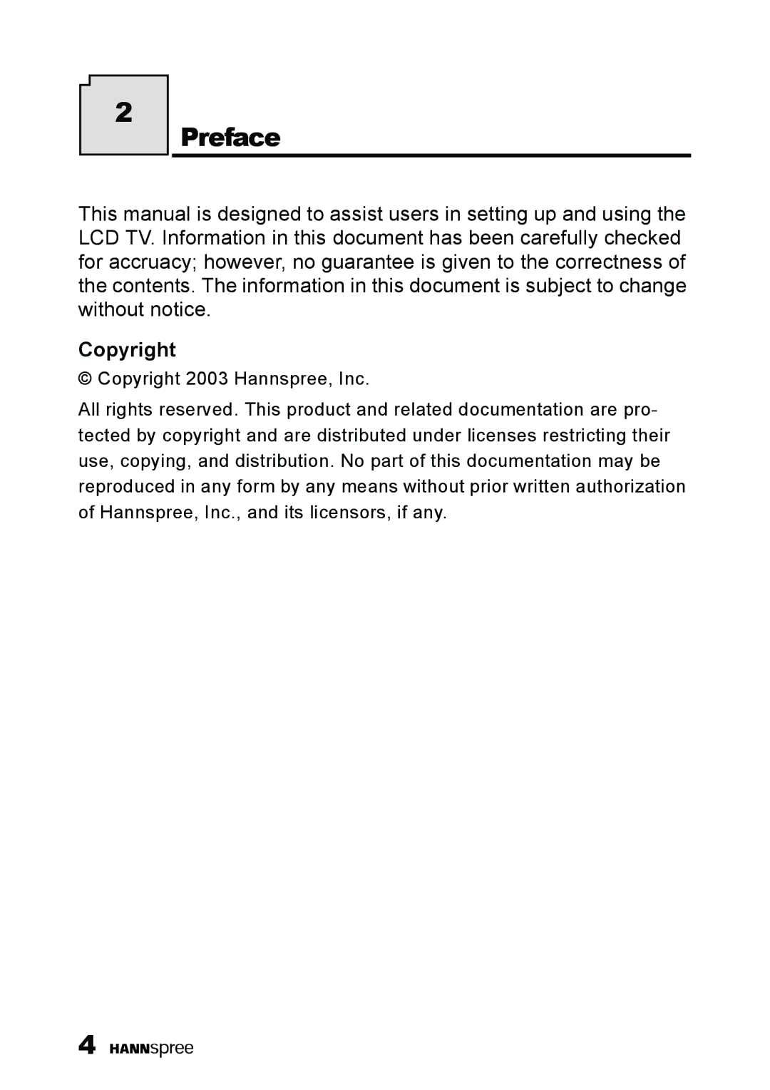 HANNspree ST38-15A1 user manual Preface, Copyright 