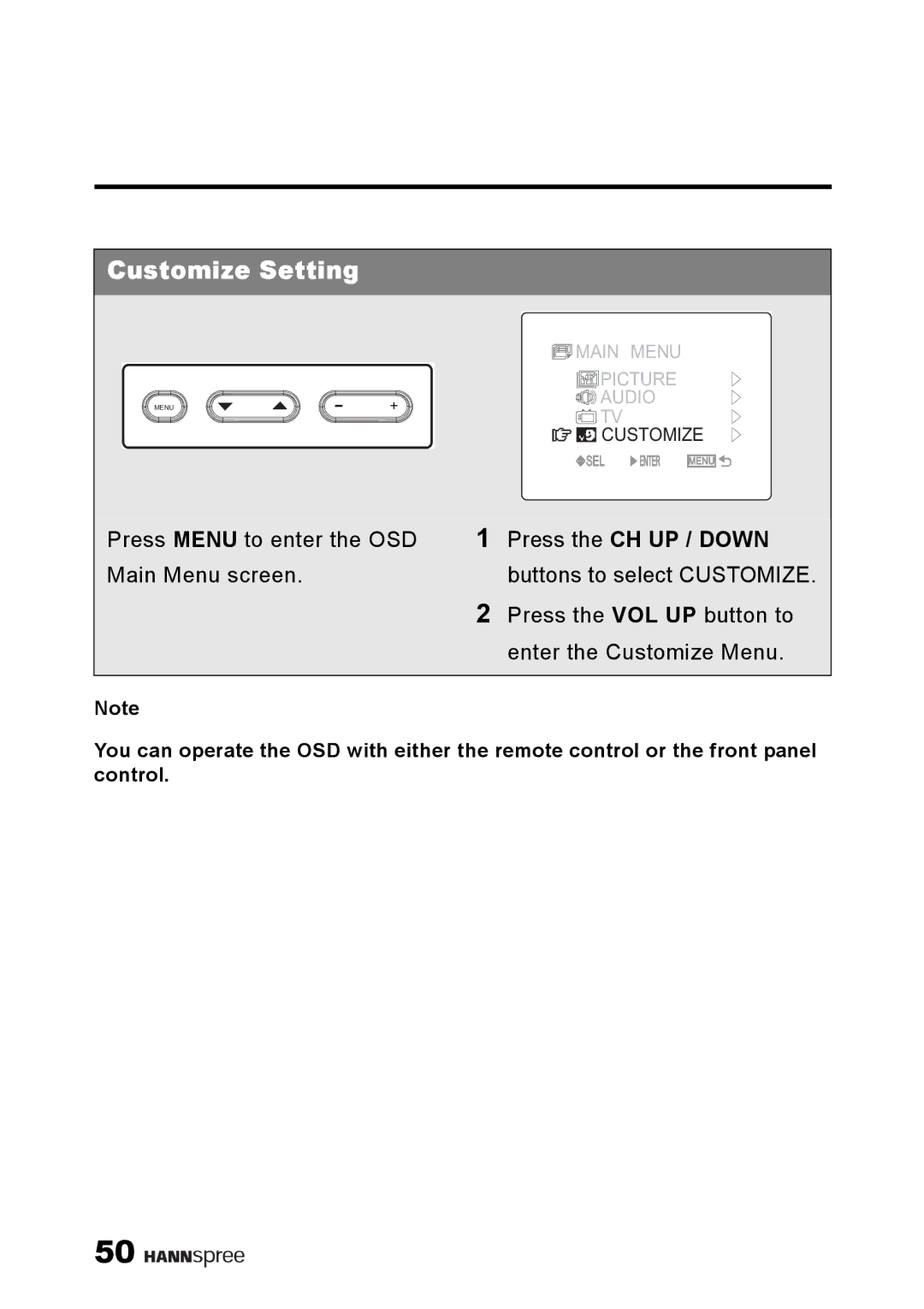 HANNspree ST38-15A1 user manual Customize Setting 