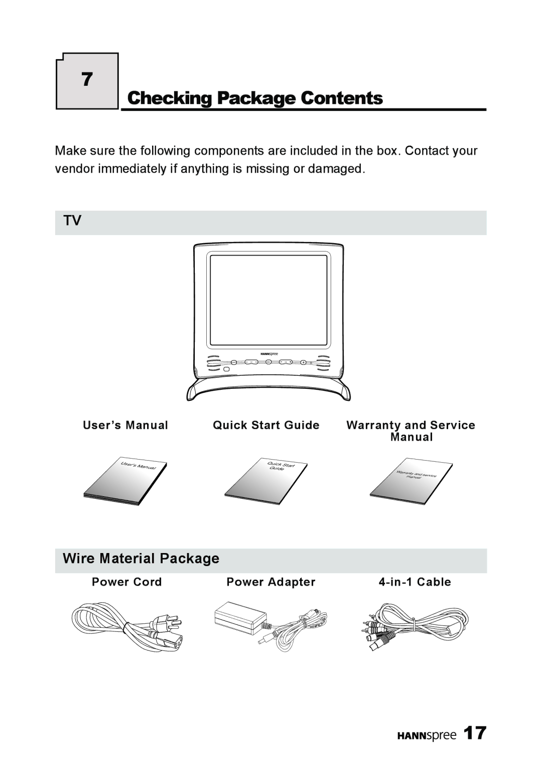 HANNspree ST40-12A1 manual Checking Package Contents 