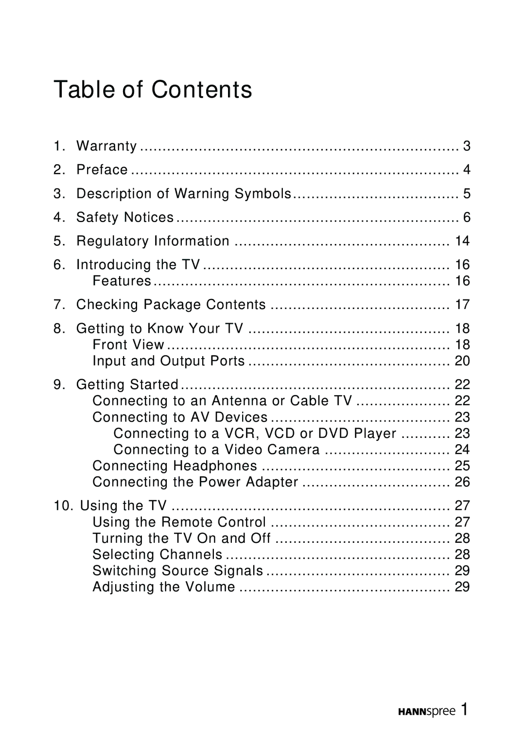 HANNspree ST40-12A1 manual Table of Contents 