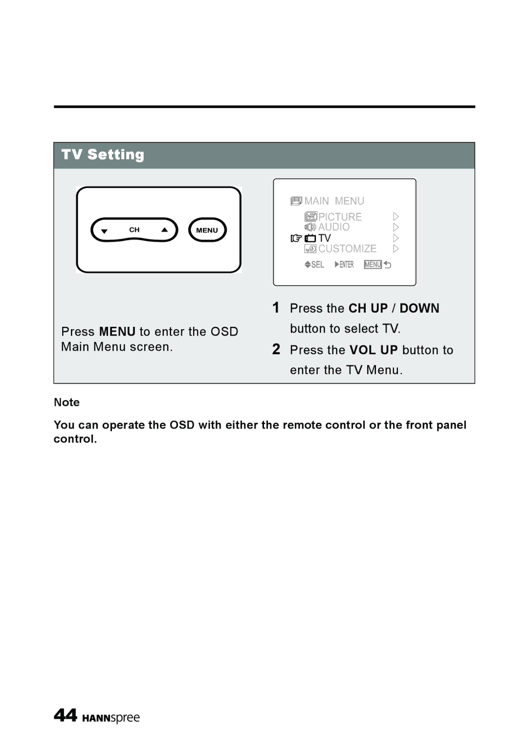 HANNspree ST40-12A1 manual TV Setting 