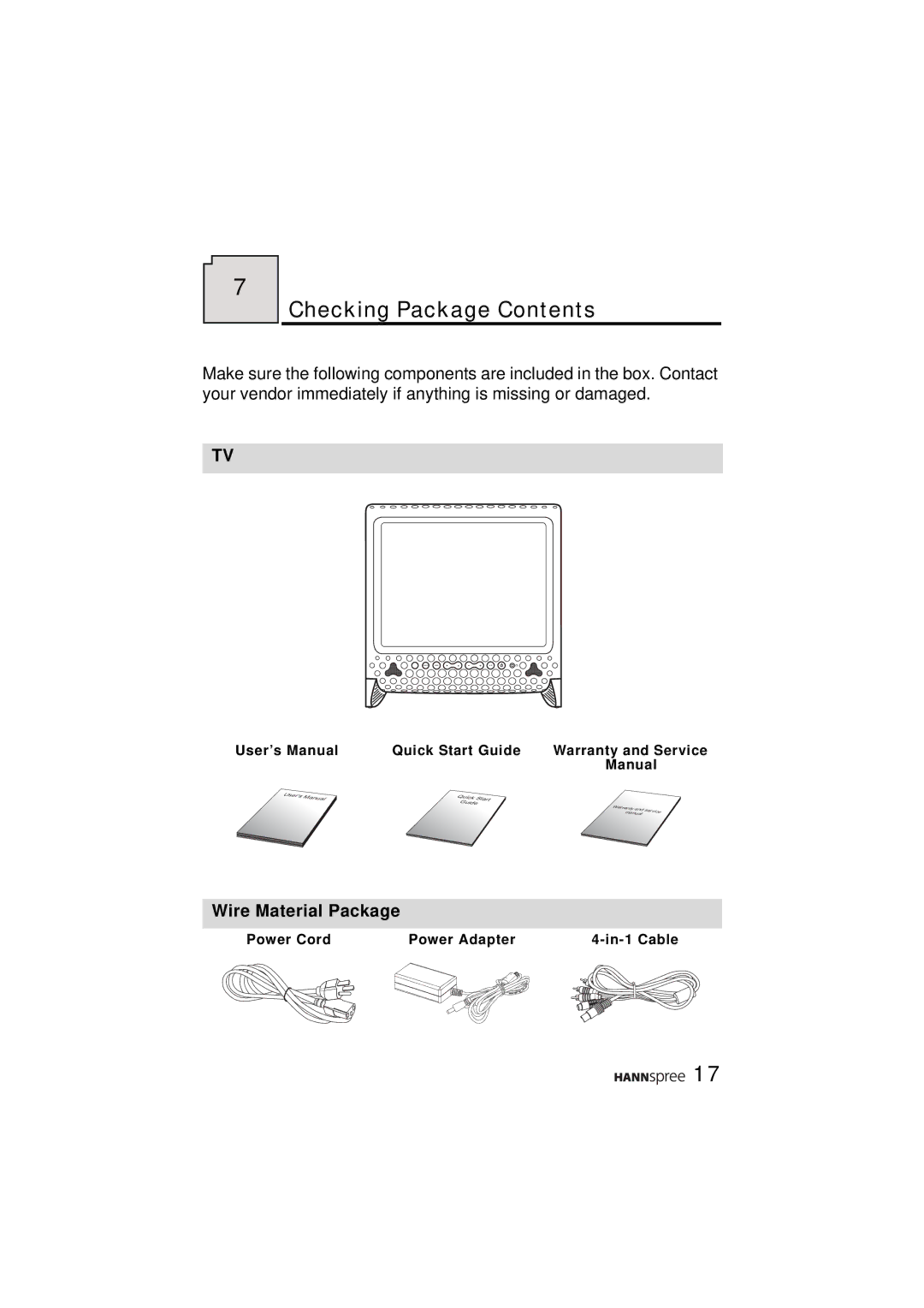 HANNspree ST43-15A1 manual Checking Package Contents 