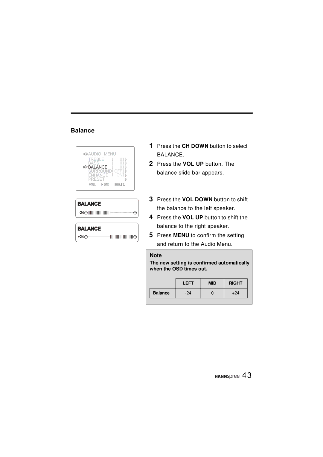 HANNspree ST43-15A1 manual Balance 