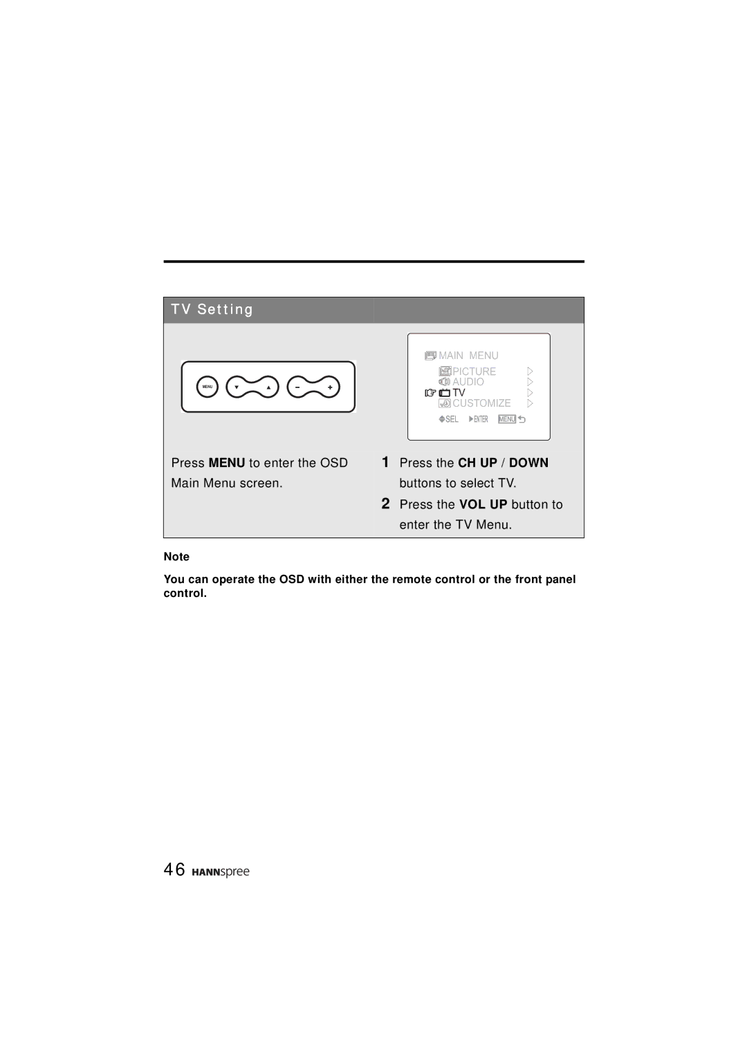 HANNspree ST43-15A1 manual TV Setting 