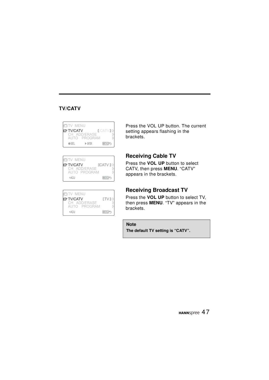 HANNspree ST43-15A1 manual Receiving Cable TV 