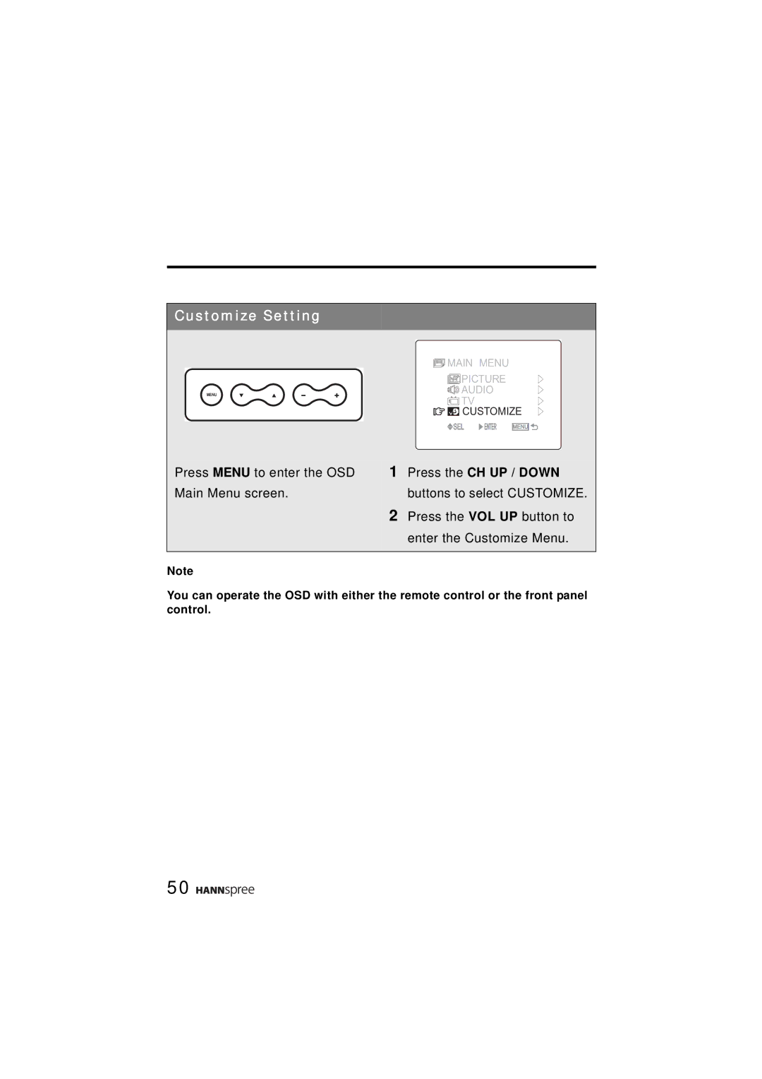 HANNspree ST43-15A1 manual Customize Setting 