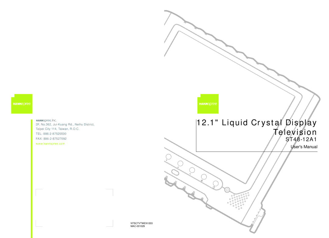 HANNspree ST48-12A1 user manual Liquid Crystal Display Television 