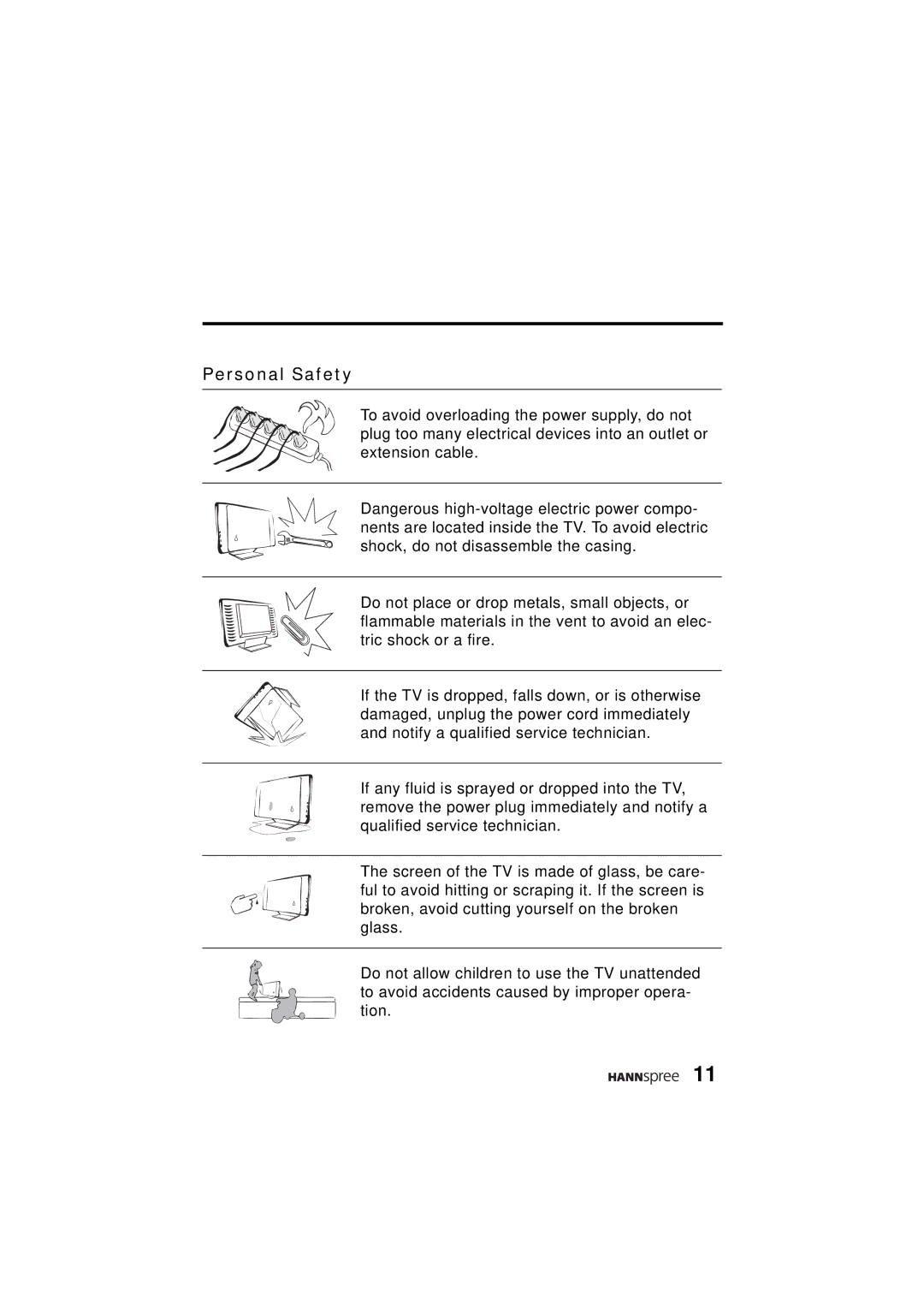 HANNspree ST48-12A1 user manual Personal Safety 