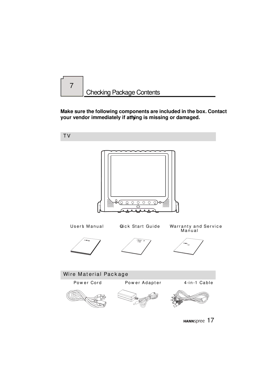 HANNspree ST48-12A1 user manual Checking Package Contents 