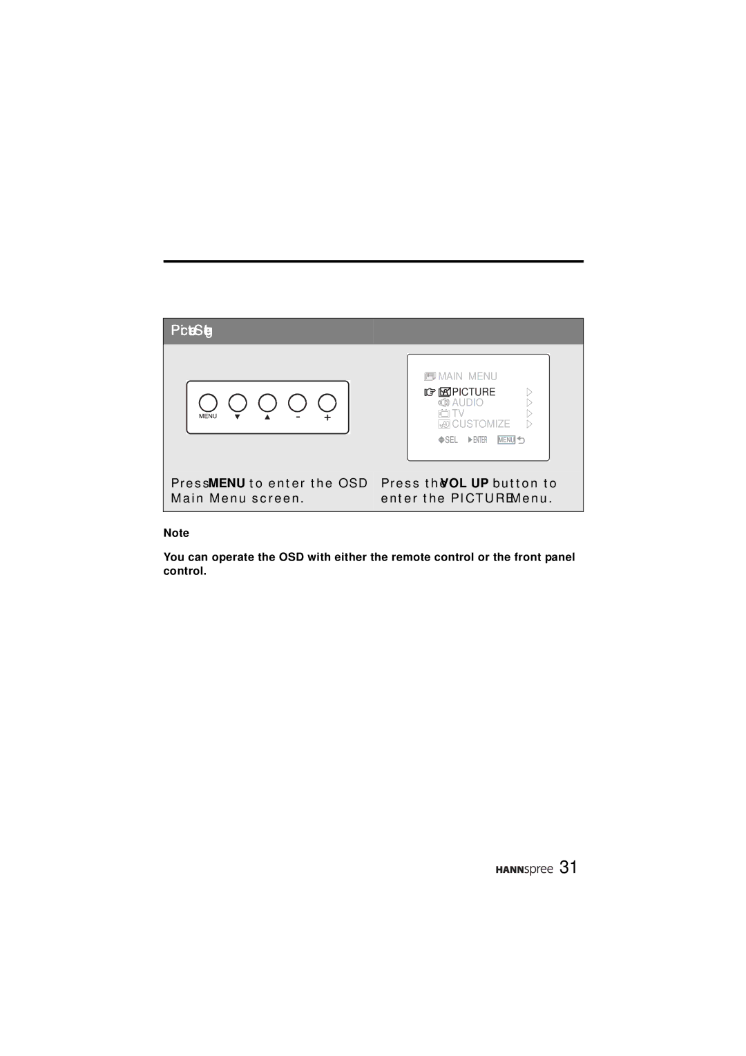 HANNspree ST48-12A1 user manual Picture Setting 