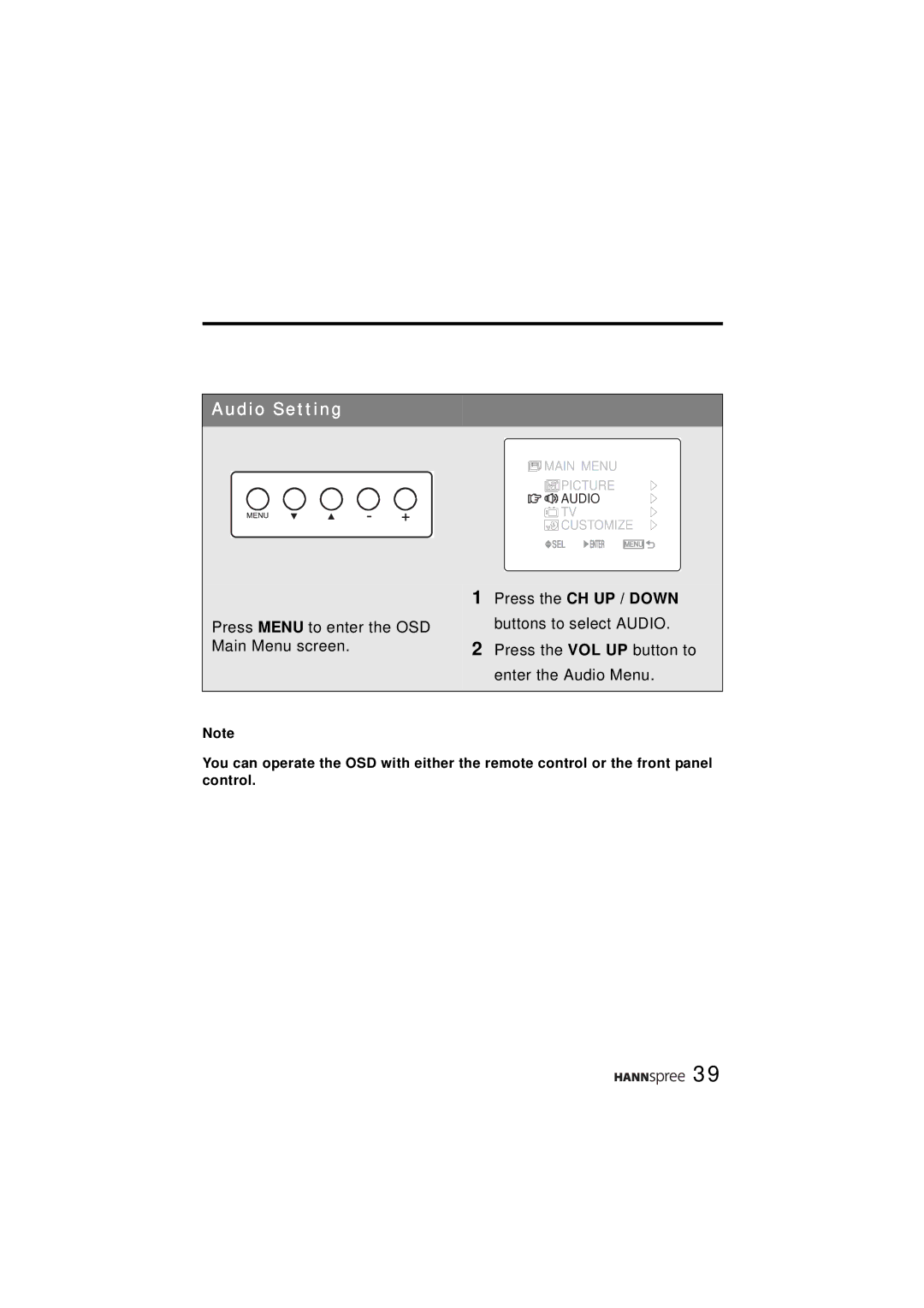 HANNspree ST48-12A1 user manual Audio Setting 