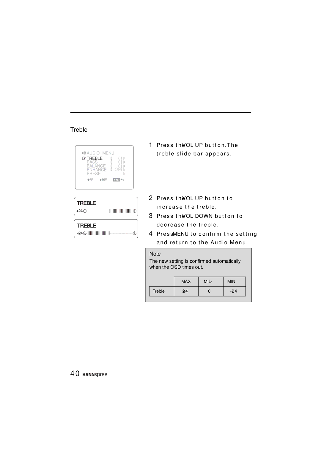 HANNspree ST48-12A1 user manual Treble 