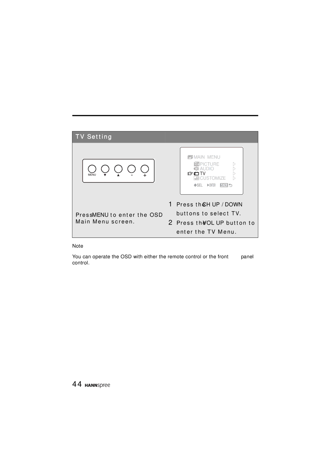 HANNspree ST48-12A1 user manual TV Setting 