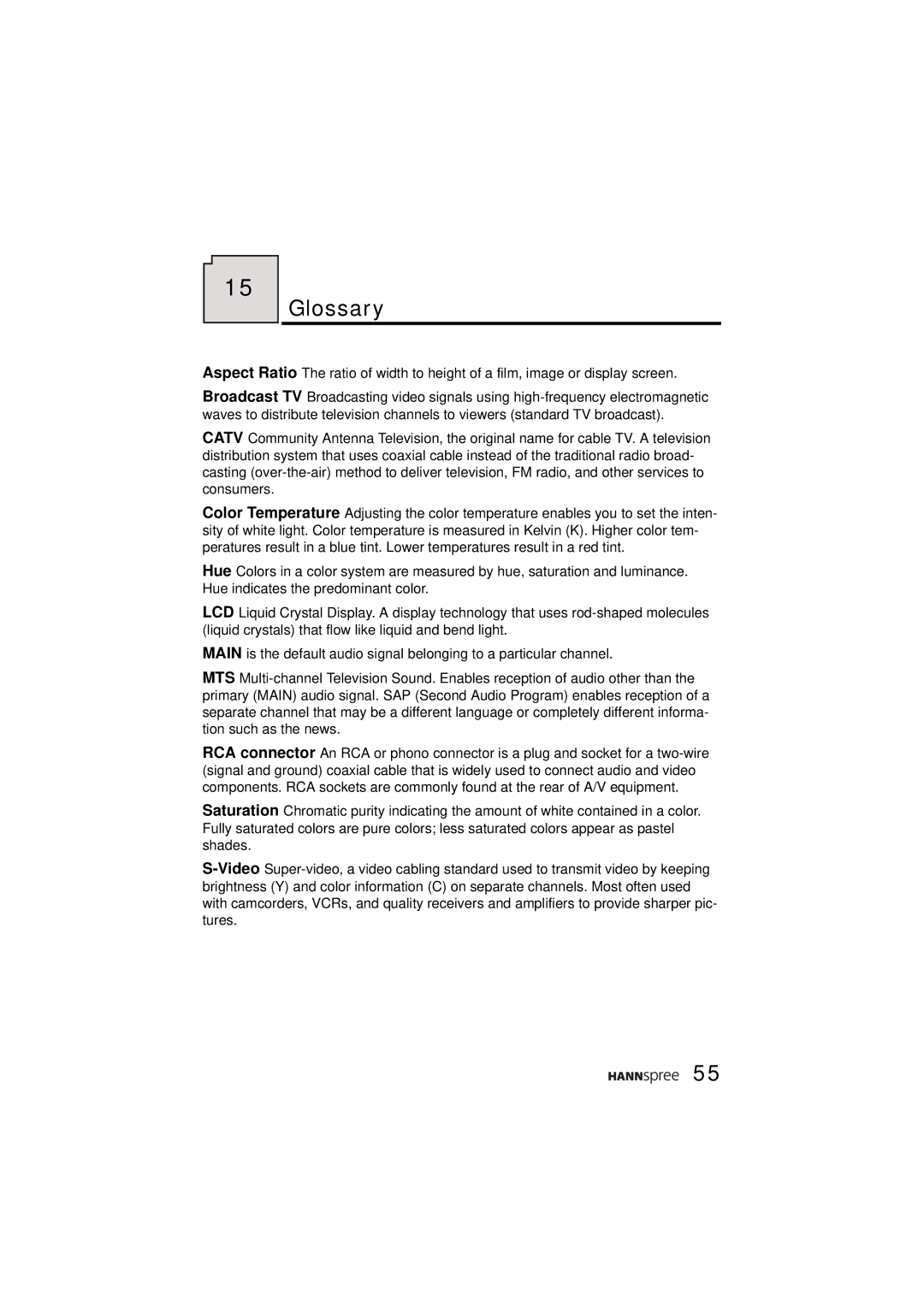 HANNspree ST48-12A1 user manual Glossary 