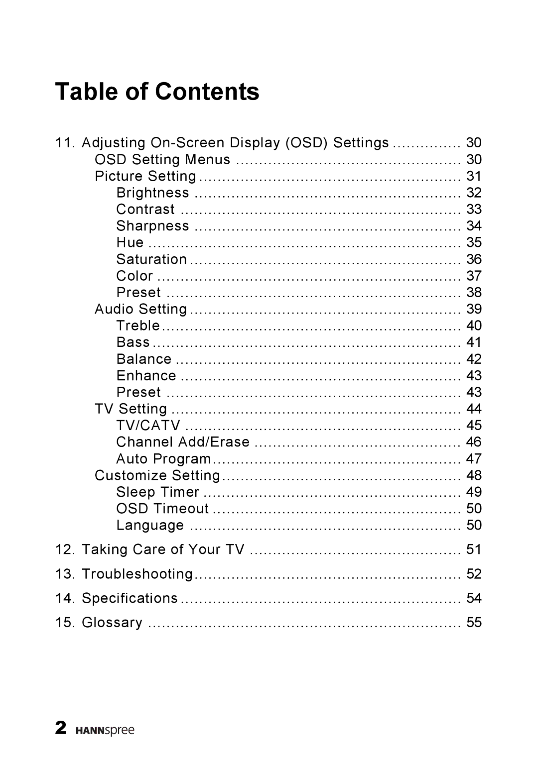 HANNspree ST49-10A1 manual Tv/Catv 