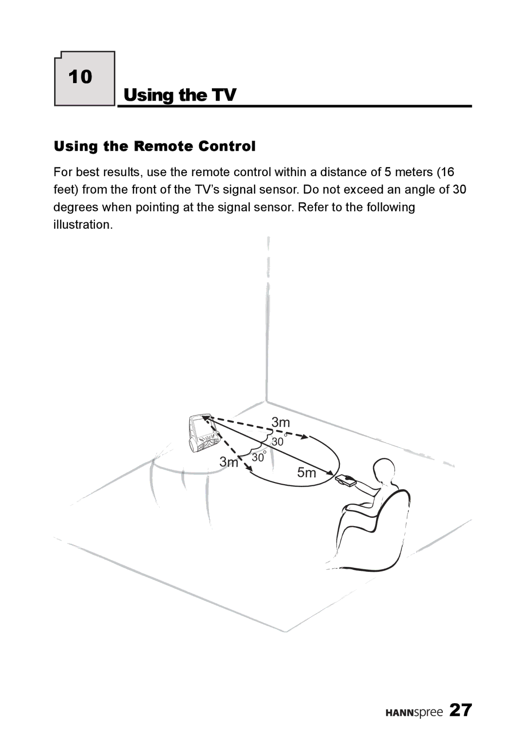 HANNspree ST54-10A1 user manual Using the TV, Using the Remote Control 