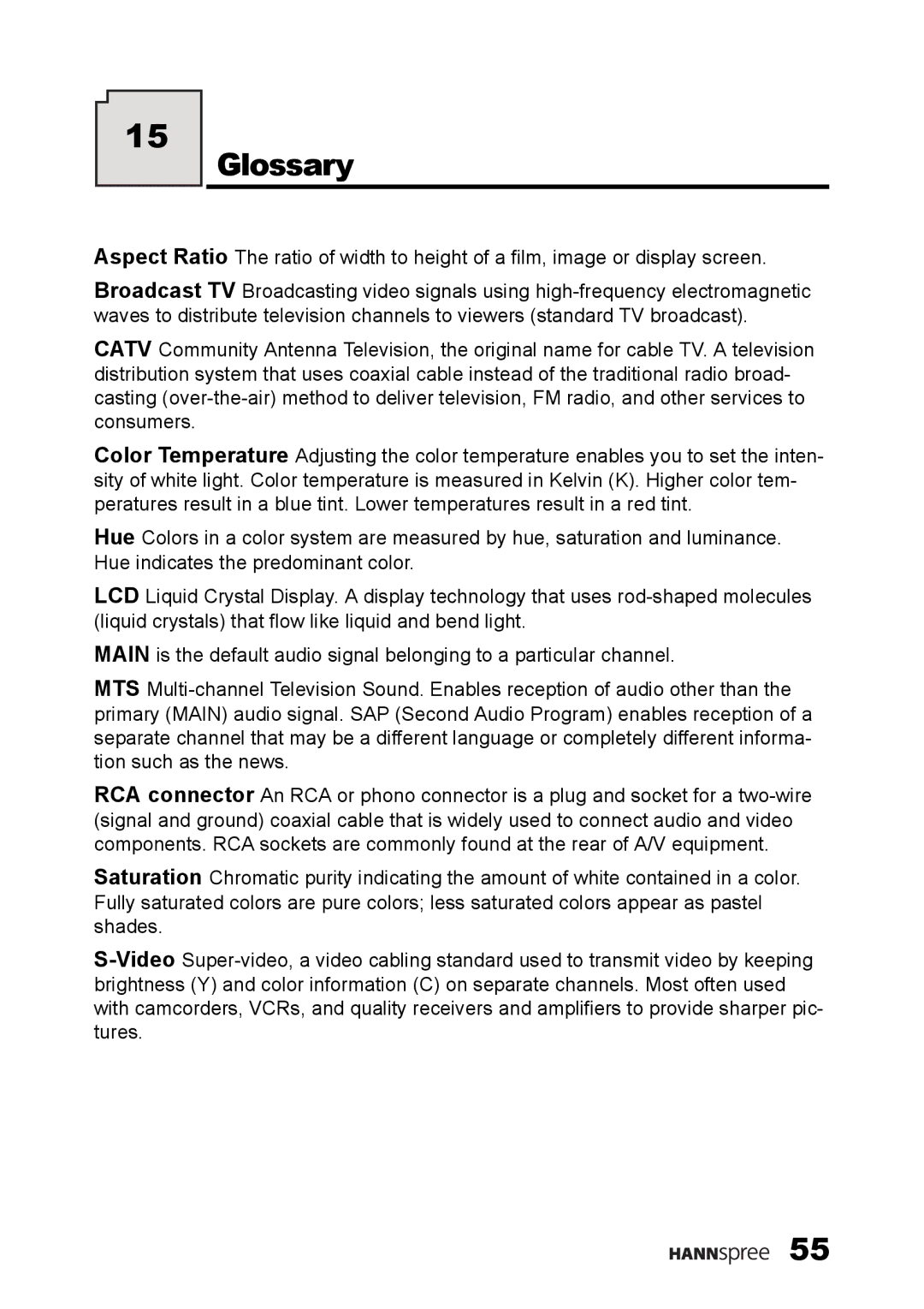 HANNspree ST54-10A1 user manual Glossary 