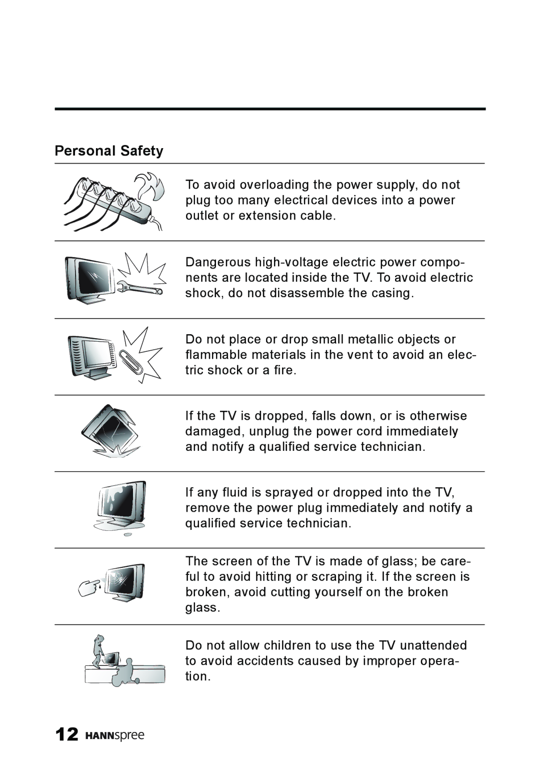 HANNspree ST59-23A1 user manual Personal Safety 