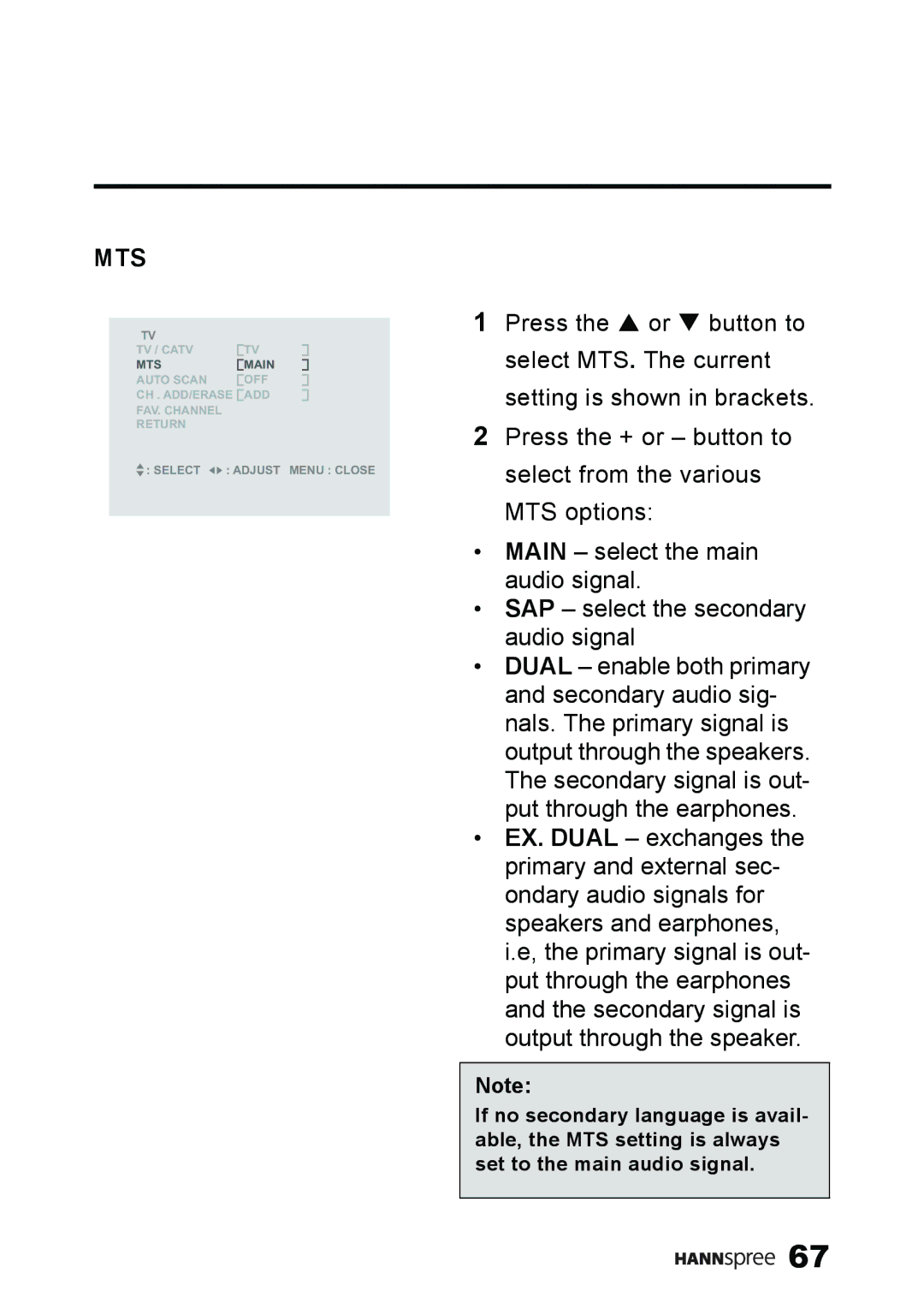 HANNspree ST59-23A1 user manual Mts 