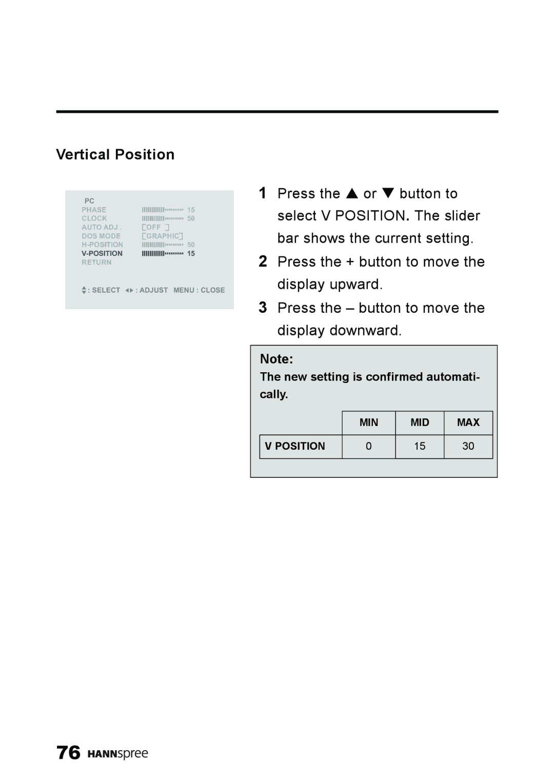 HANNspree ST59-23A1 user manual Vertical Position 