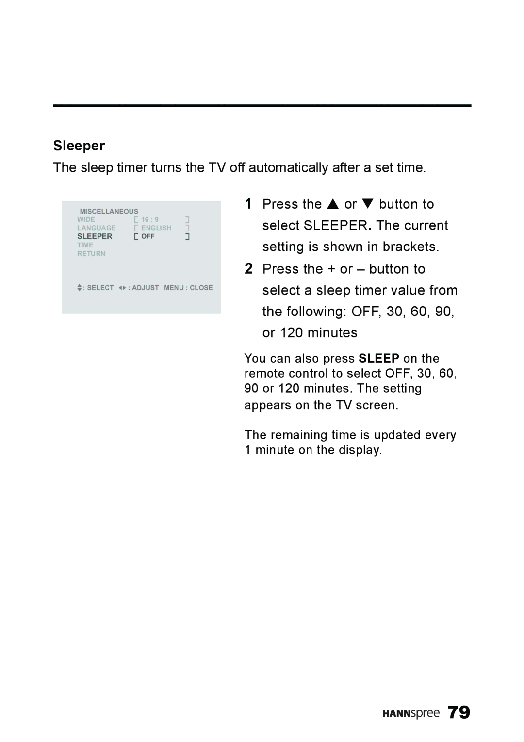 HANNspree ST59-23A1 user manual Sleeper 