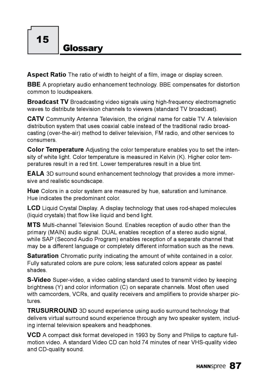 HANNspree ST59-23A1 user manual Glossary 