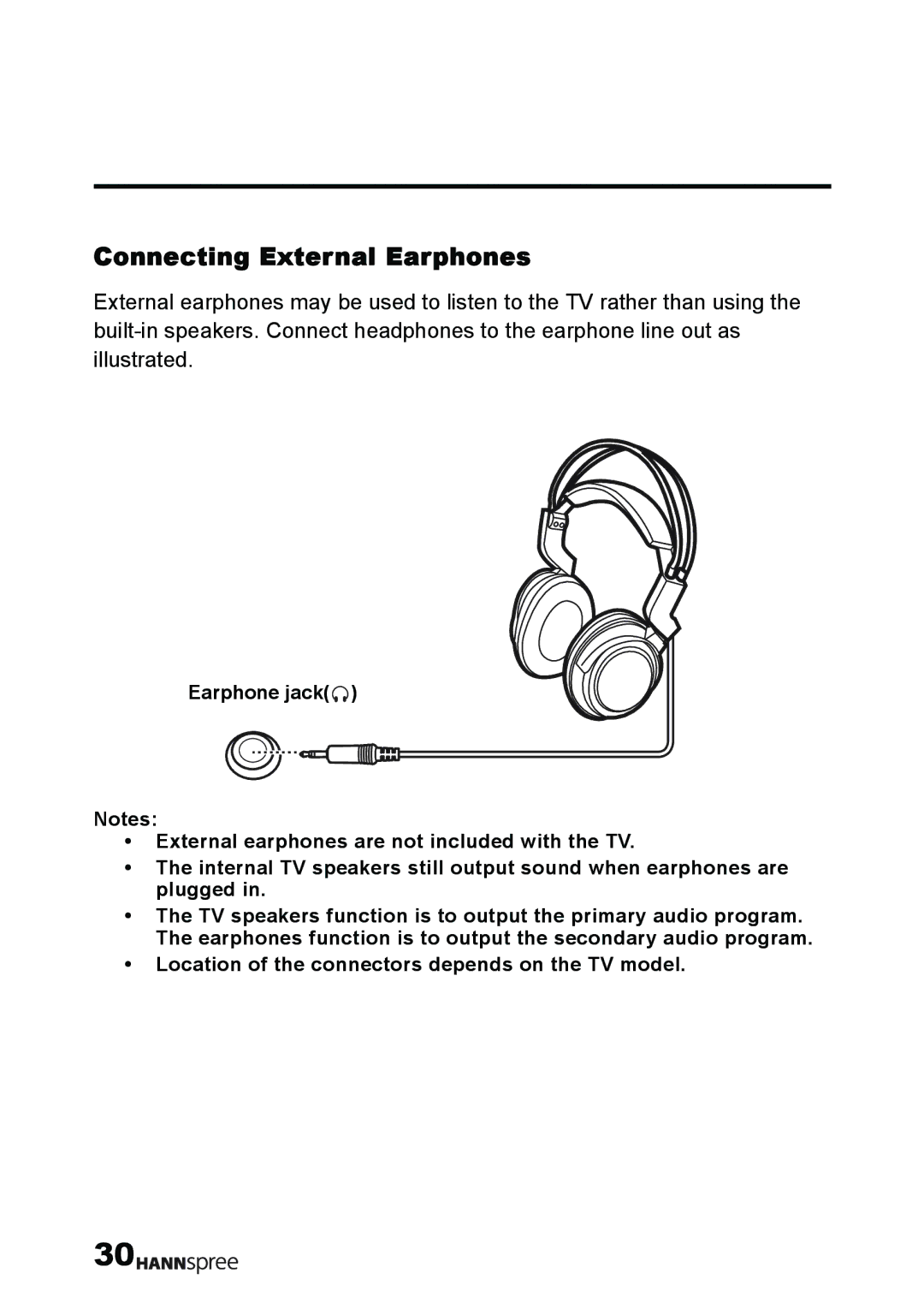 HANNspree T232 user manual Connecting External Earphones 