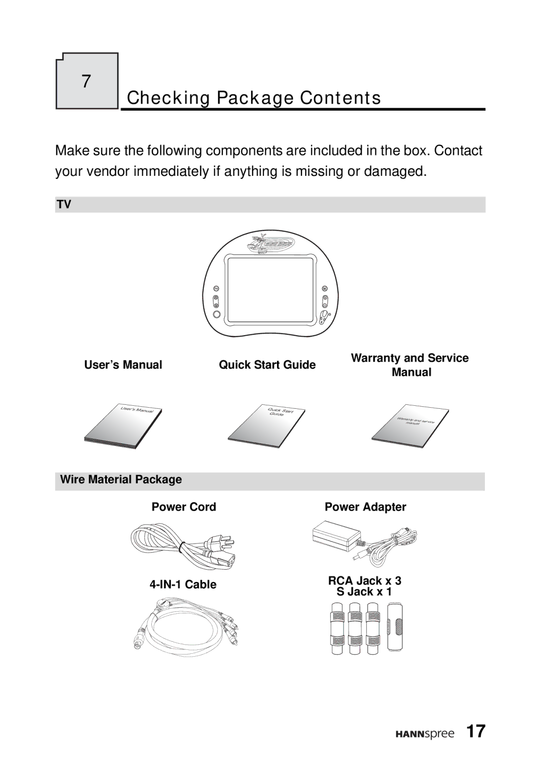 HANNspree WT04-12A1 user manual Checking Package Contents 