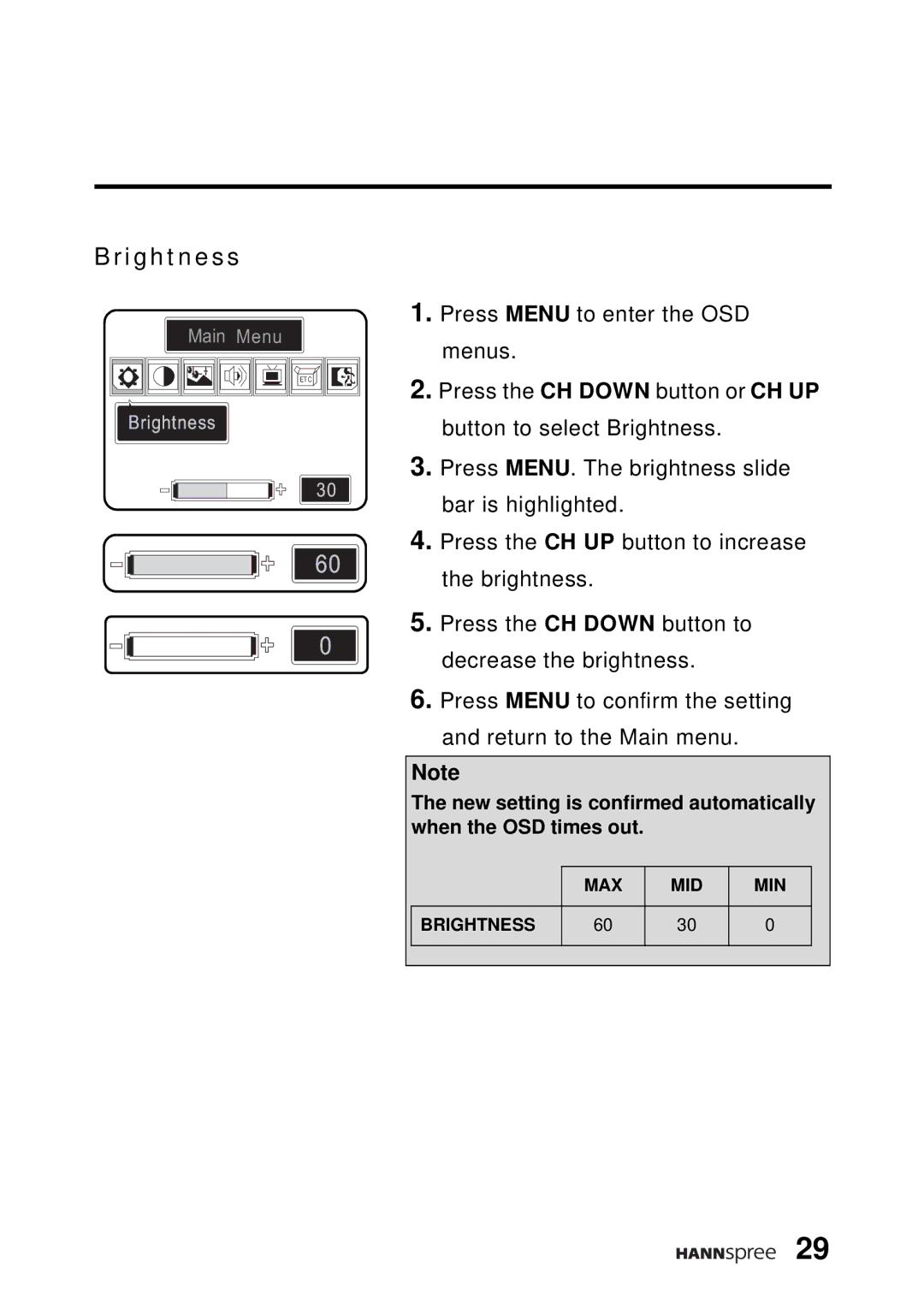 HANNspree WT04-12A1 user manual Brightness 