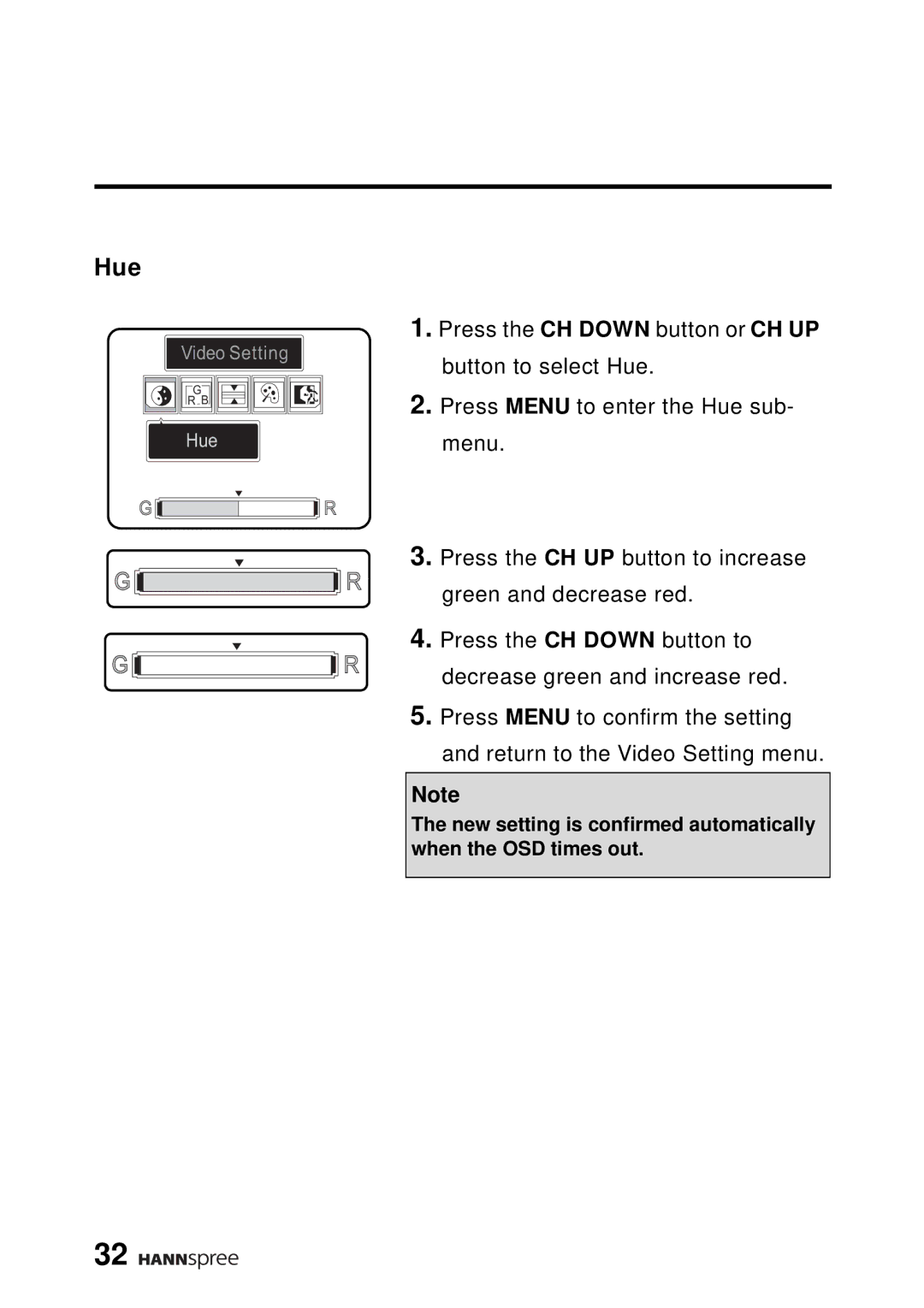 HANNspree WT04-12A1 user manual Hue 