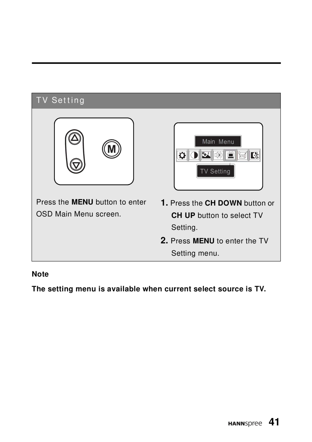 HANNspree WT04-12A1 user manual TV Setting 