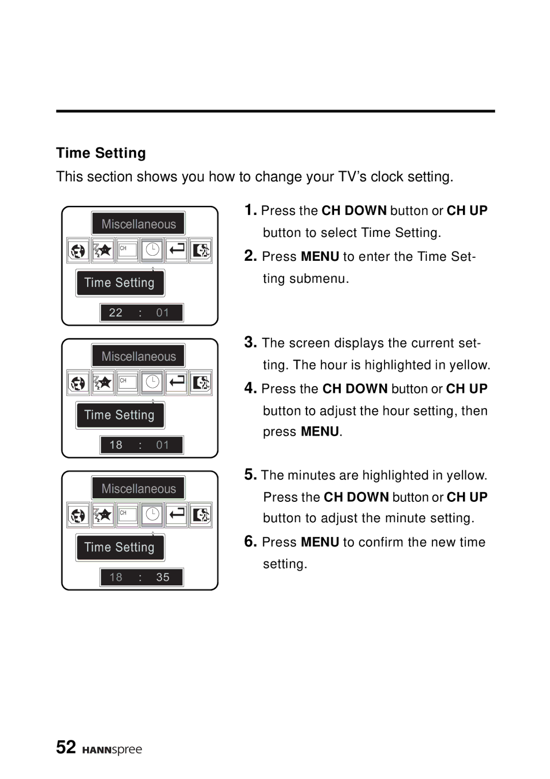 HANNspree WT04-12A1 user manual Time Setting 