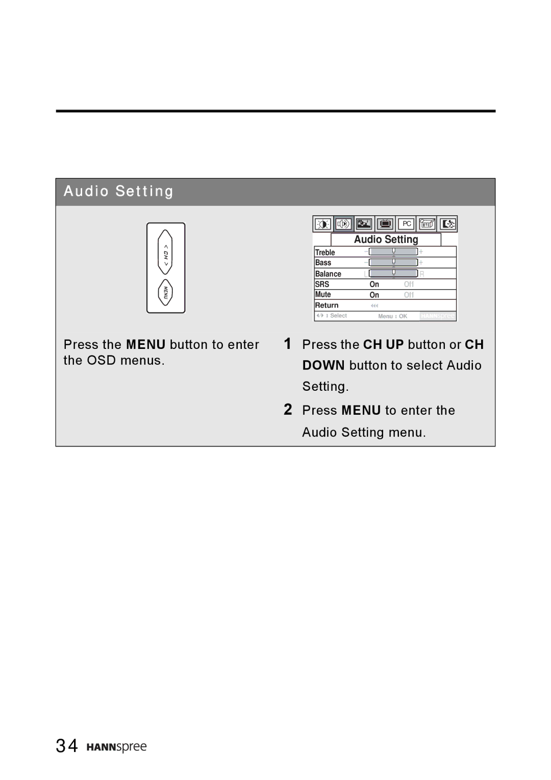 HANNspree WT0C-15A1 manual Audio Setting 