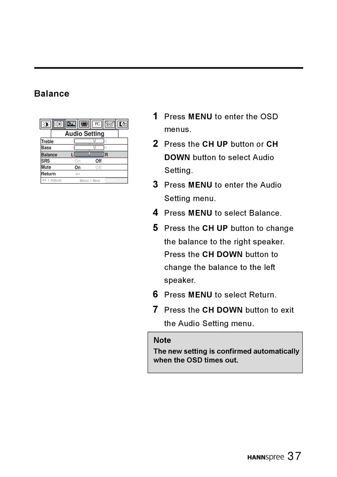 HANNspree WT0C-15A1 manual Balance 