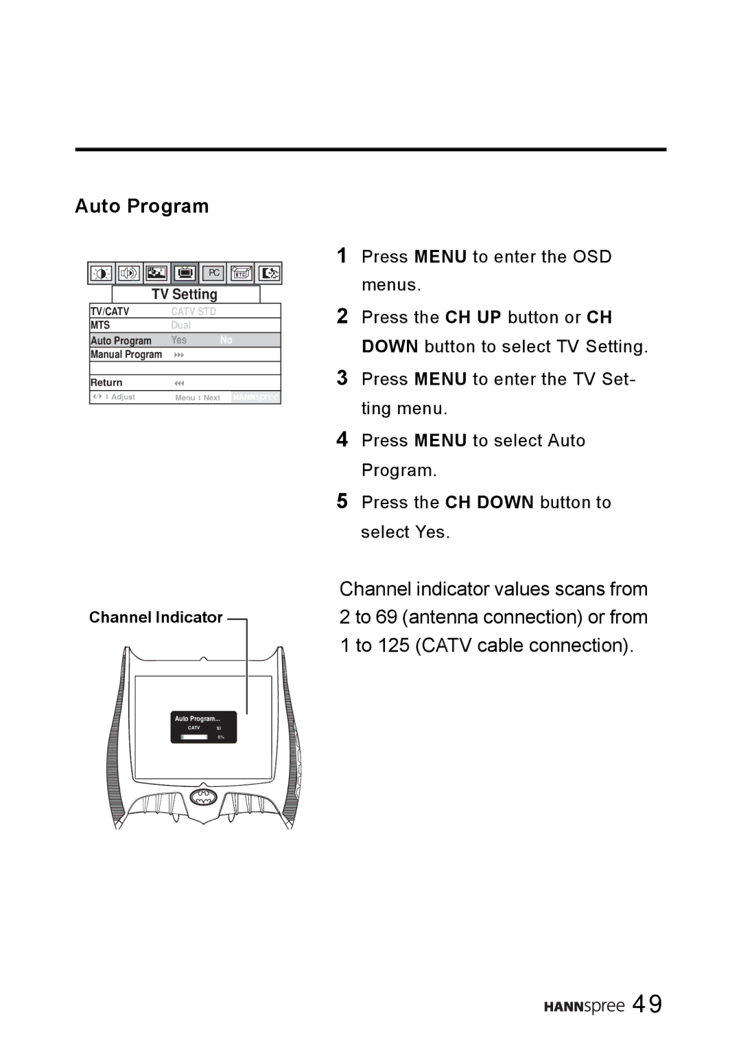 HANNspree WT0C-15A1 manual Auto Program 