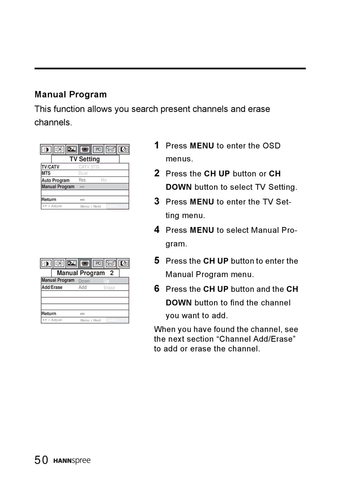 HANNspree WT0C-15A1 manual Manual Program 