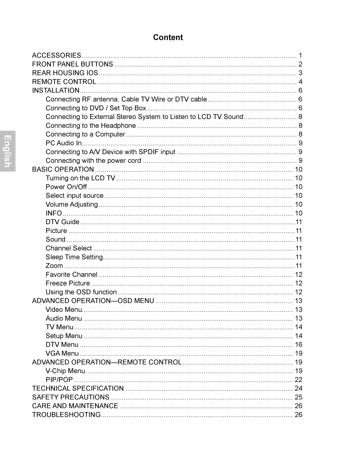 HANNspree XV Series 32 manual Content, Info 