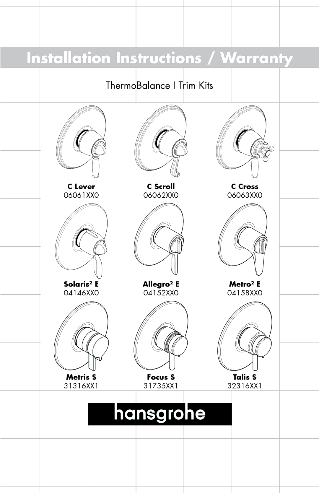 Hans Grohe 06061XX0 installation instructions Installation Instructions / Warranty 