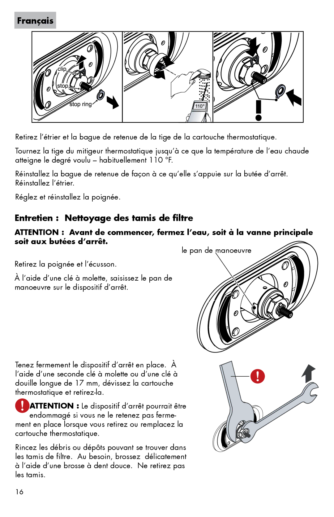 Hans Grohe 06061XX0 installation instructions Français, Entretien Nettoyage des tamis de filtre 