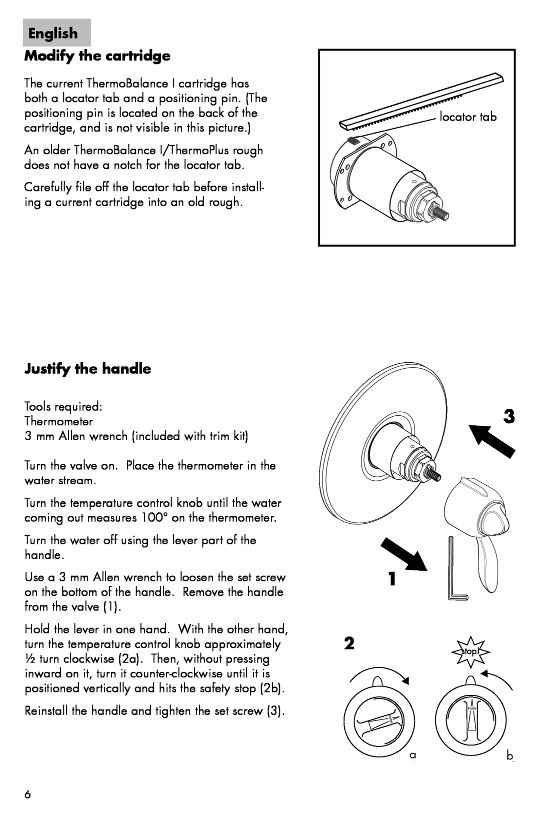 Hans Grohe 06061XX0 installation instructions English Modify the cartridge, Justify the handle 