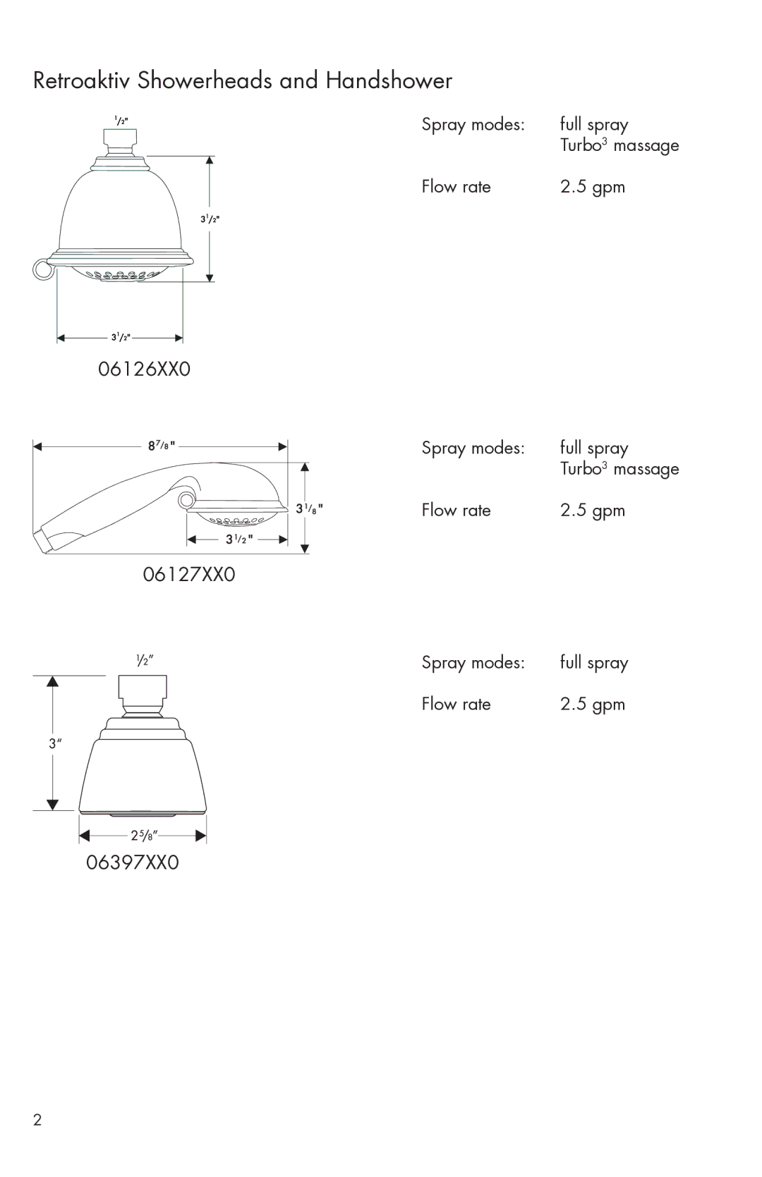 Hans Grohe 06397XX0, 06126XX0 installation instructions Retroaktiv Showerheads and Handshower 