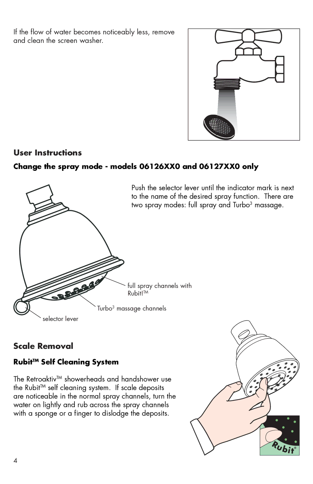 Hans Grohe 06397XX0, 06126XX0 installation instructions User Instructions, Scale Removal 