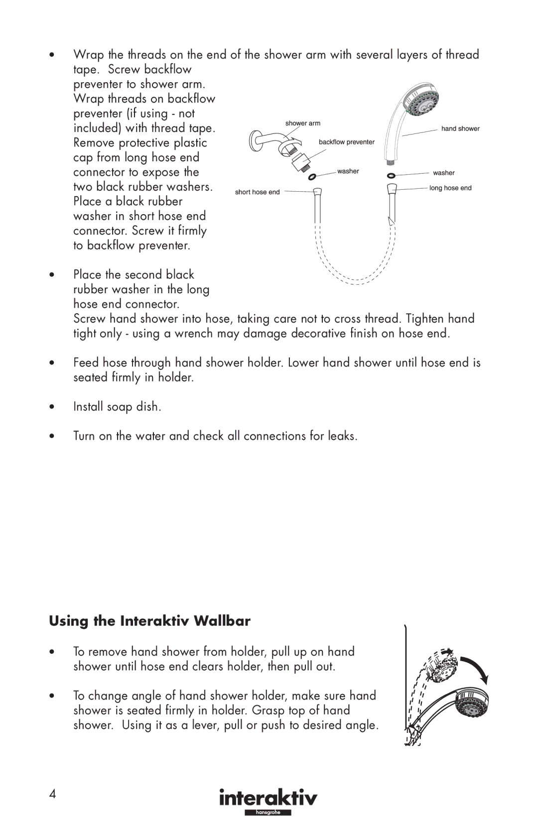 Hans Grohe 06888XX0, 06890XX0 installation instructions Using the Interaktiv Wallbar 