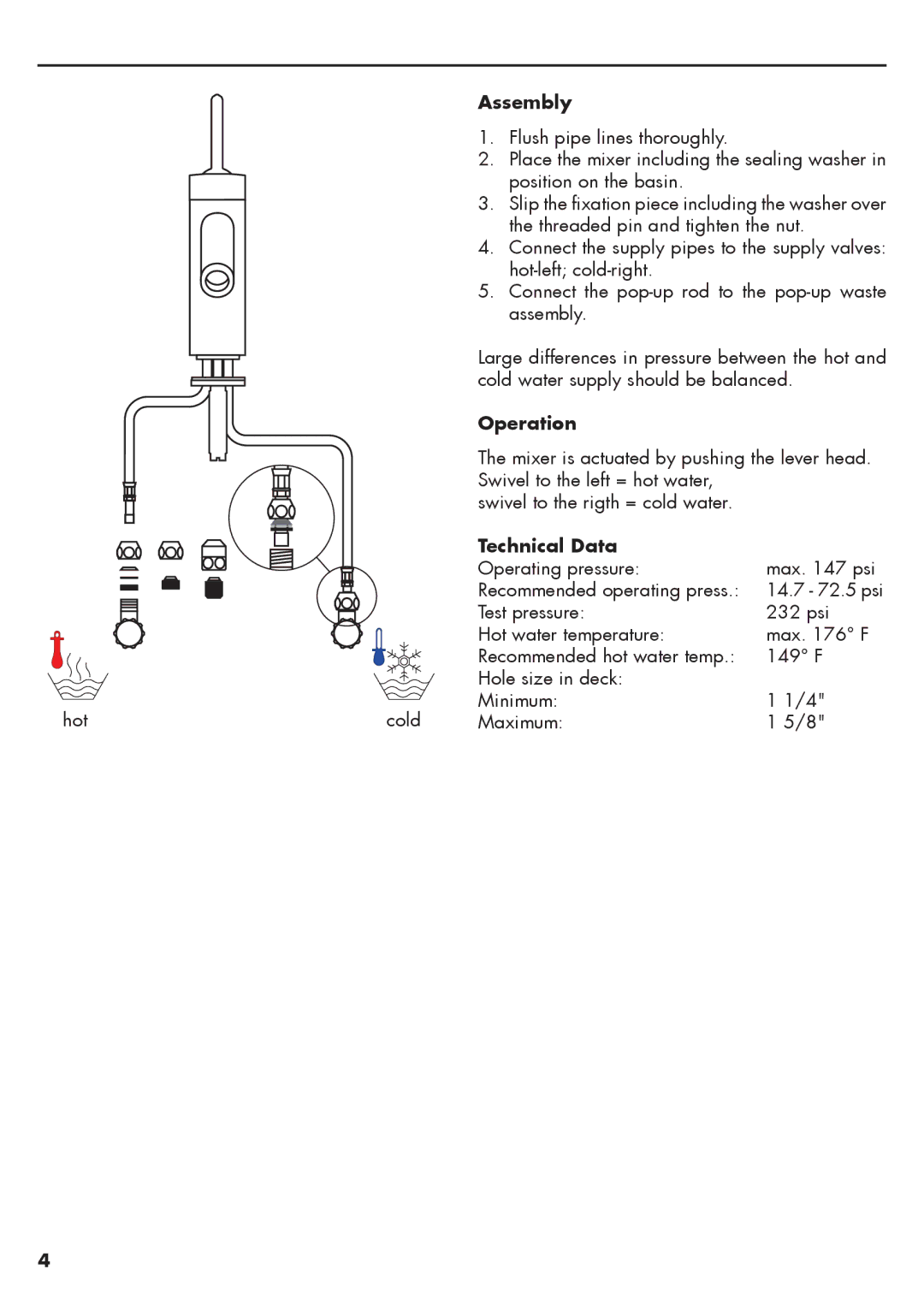 Hans Grohe 10011XX1, 10200XX1, 10201XX1, 10016XX1, 10015XX1 installation instructions Assembly, Operation, Technical Data 