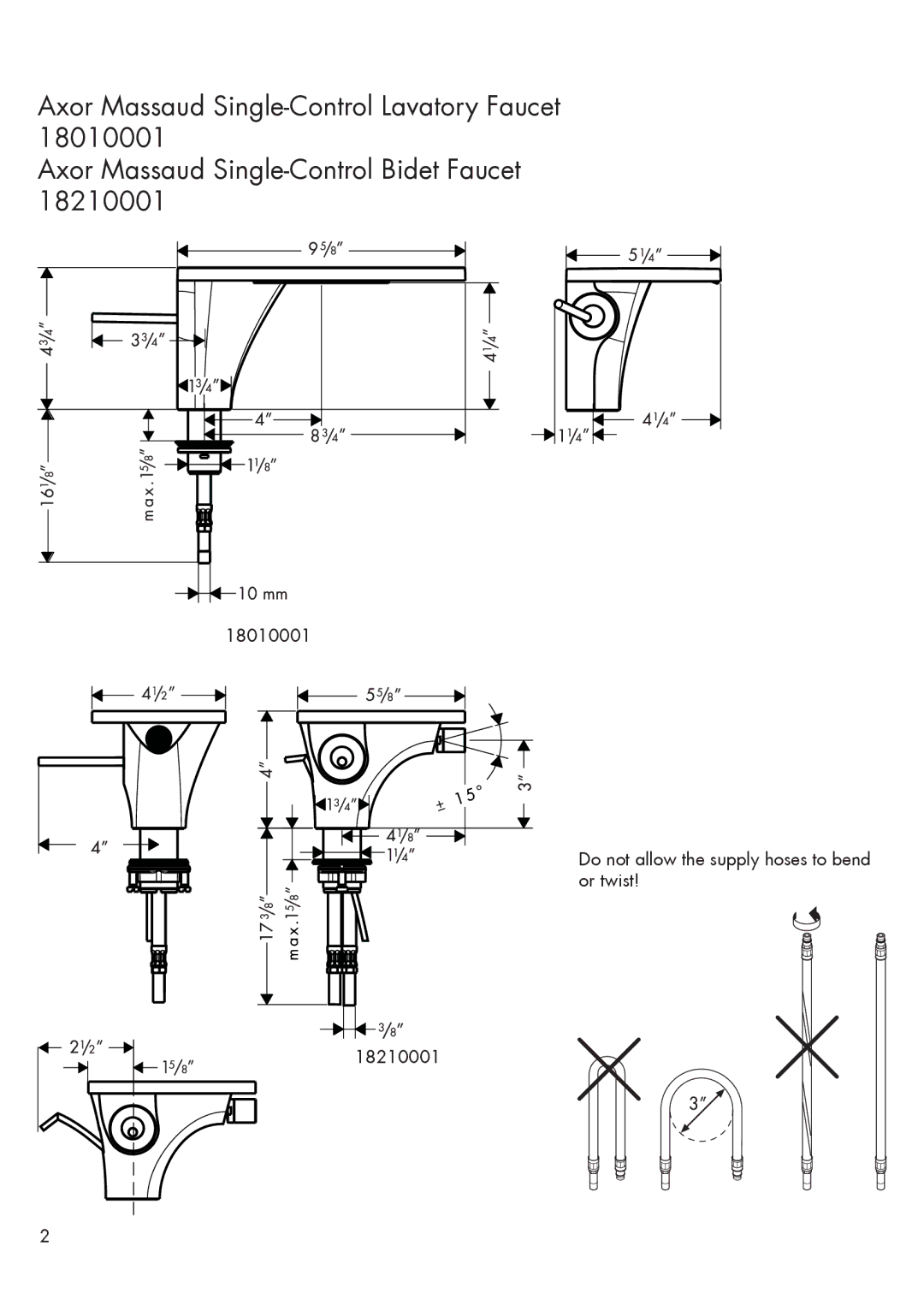 Hans Grohe 18210001, 18010001 installation instructions 