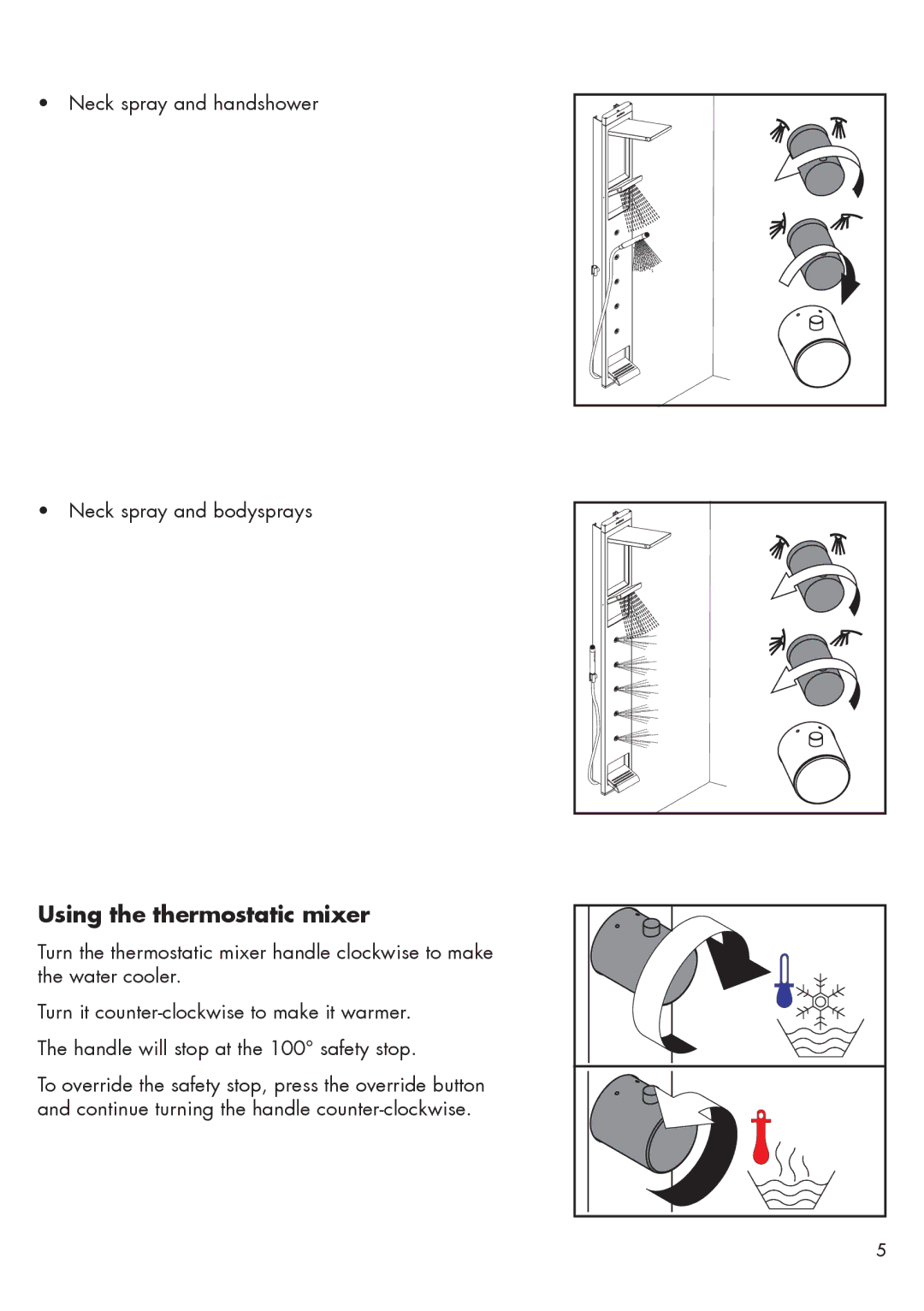 Hans Grohe 26017XX1 installation instructions Using the thermostatic mixer 