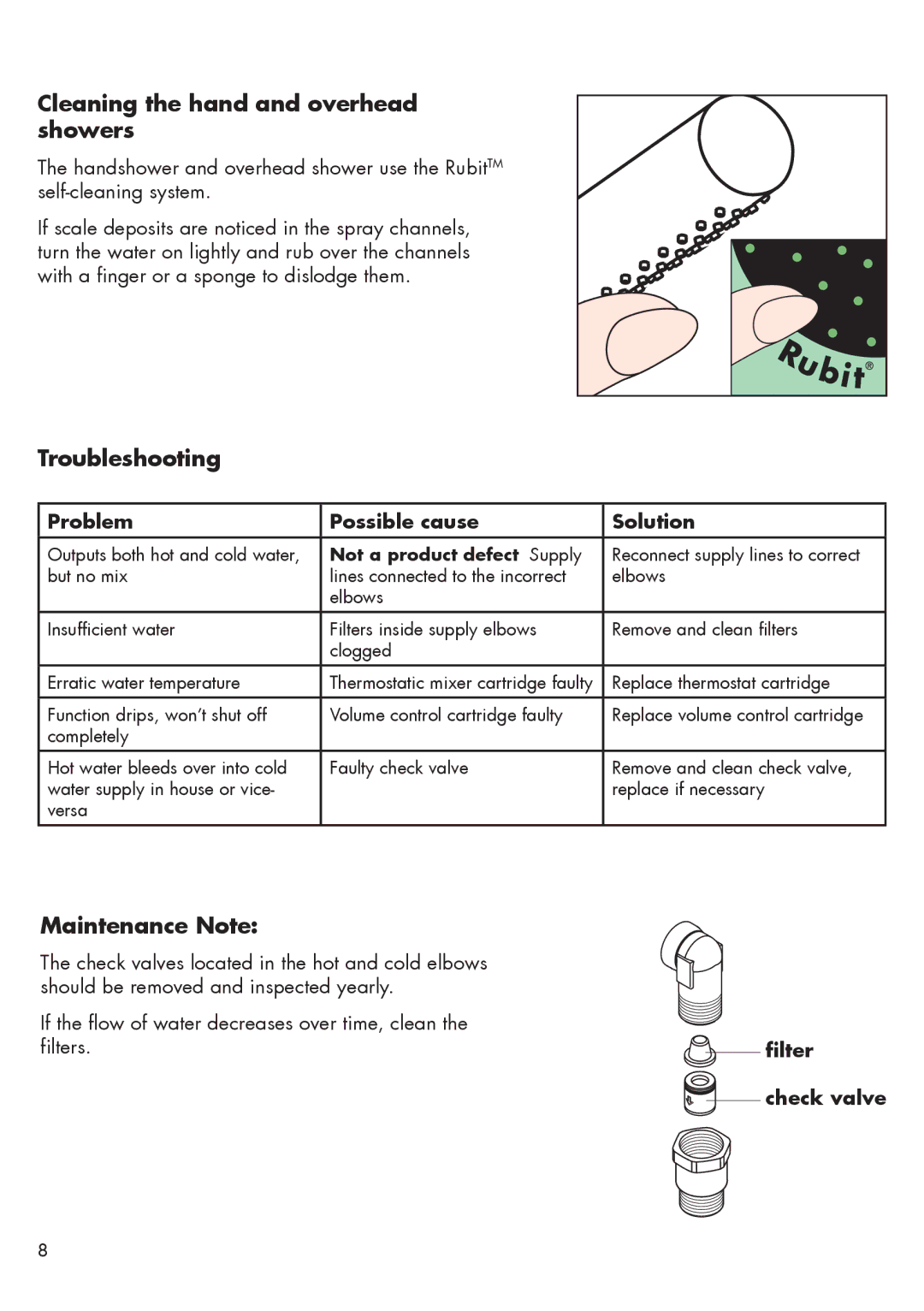 Hans Grohe 26017XX1 installation instructions Cleaning the hand and overhead showers, Maintenance Note 