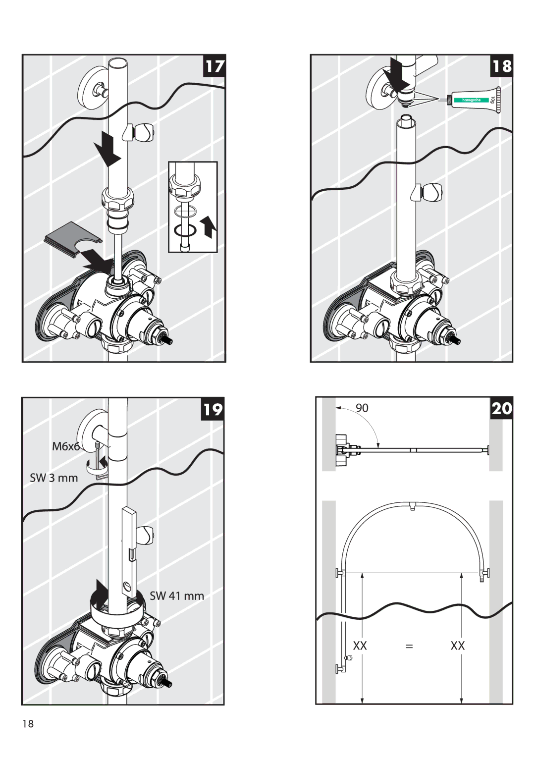 Hans Grohe 26396001 installation instructions Xx = 